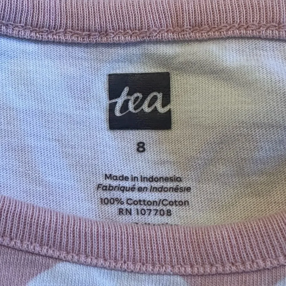 TEA Collection pink beige geo print dress girls size 8